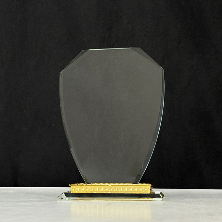 Blank  Plaque Crystal Trophy Award with Gold Metal Black Base MH-LJ0834
