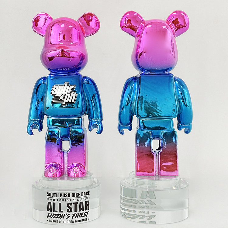 Rainbow Resin Bear Shape Crystal Trophy Awards with Clear Base MH-FJ0030