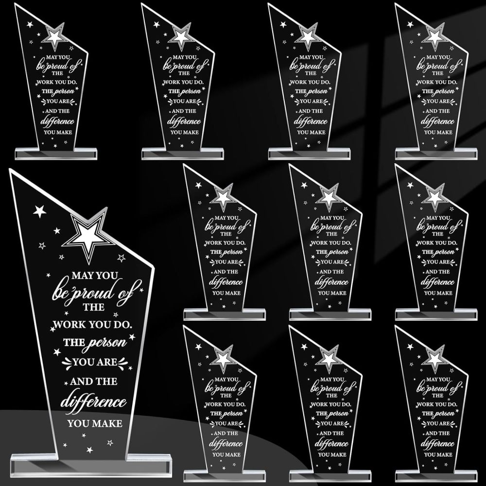Custom Clear Acrylic Trophy - Engraved Inspirational Quote Recognition Award for Employee Appreciation & Corporate Recognition
