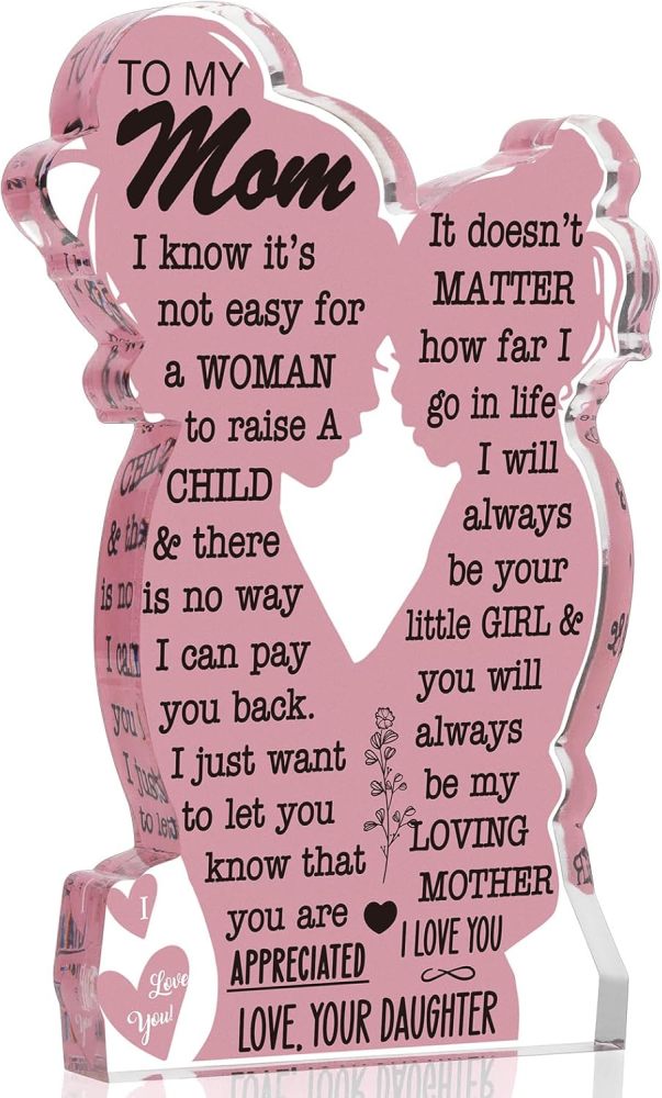 Mom Gifts from Daughter Christmas Gift for Mom, Mom Birthday Ideas Gift Cool Mother's Day Gifts from Daughter Best Mom Ever Gifts New Mom Single Mom Christmas 2024 Acrylic Plaque Sign 5x3in