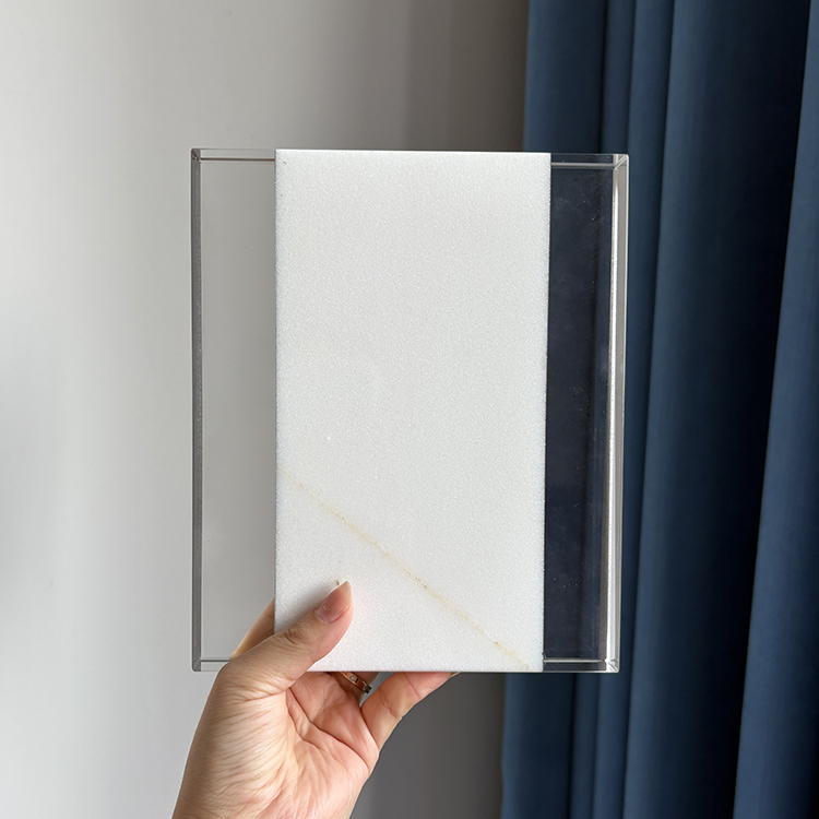 Blank Plaque Crystal Rectangle White Marble Trophy MH-FJ0038