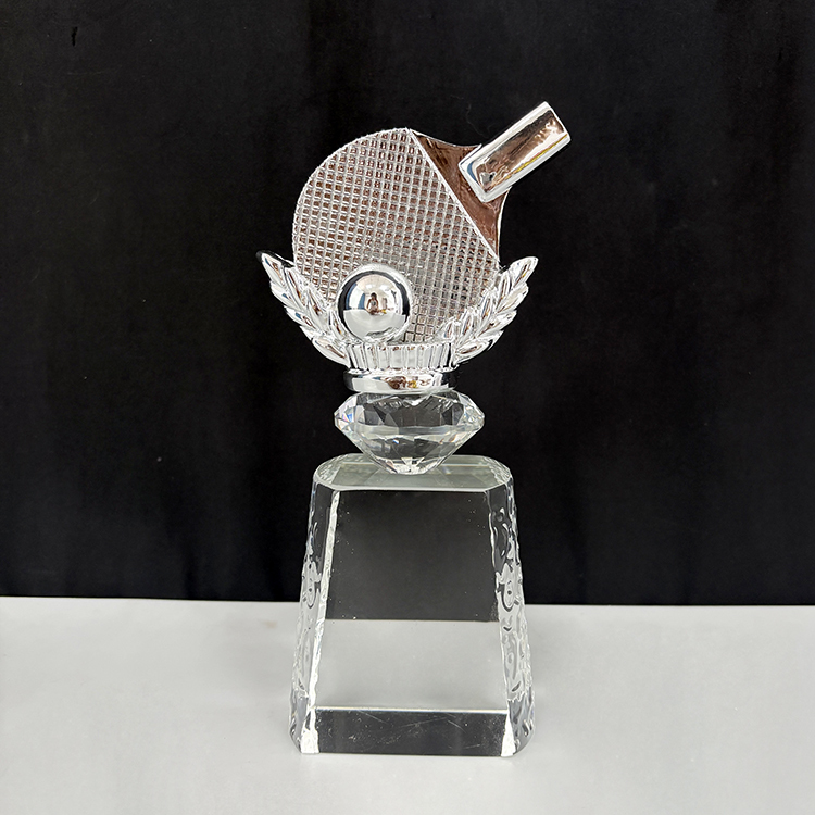 Gold Silver Bronze Resin Table Tennis Pingpong Ball Crystal Glass Awards Trophy MH-LJ0842