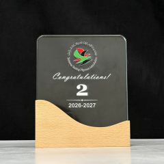 Clear with wooden base