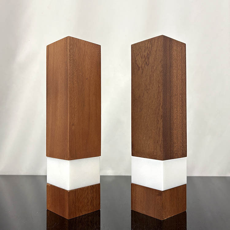 Sapele Wood Trophy with White Crystal Marble Wooden Award Plaques Trophy MH-LJ0907