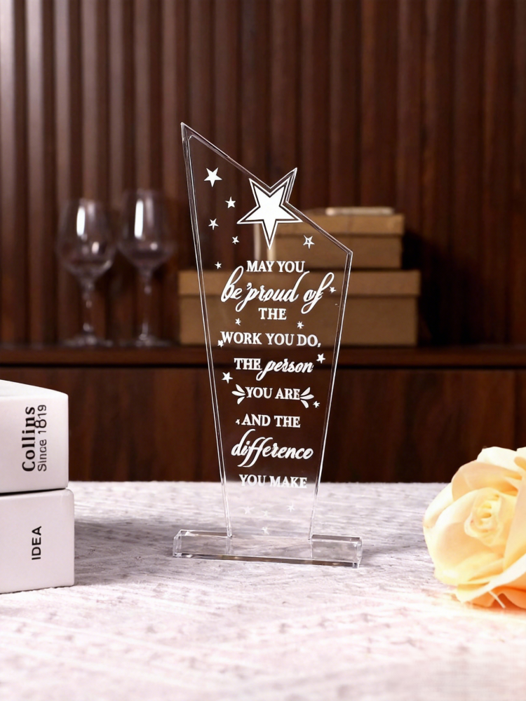 Custom Clear Acrylic Trophy - Engraved Inspirational Quote Recognition Award for Employee Appreciation & Corporate Recognition