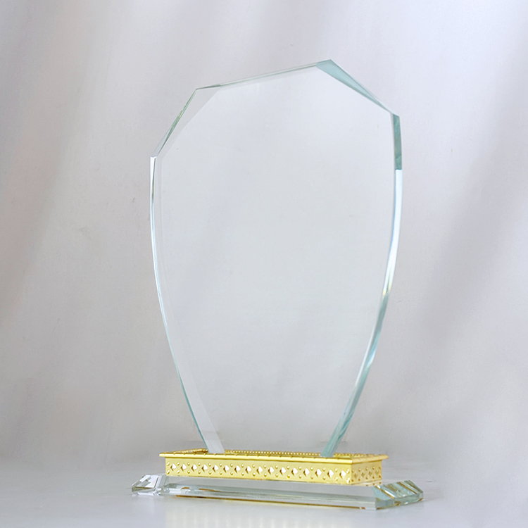 Blank  Plaque Crystal Trophy Award with Gold Metal Black Base MH-LJ0834