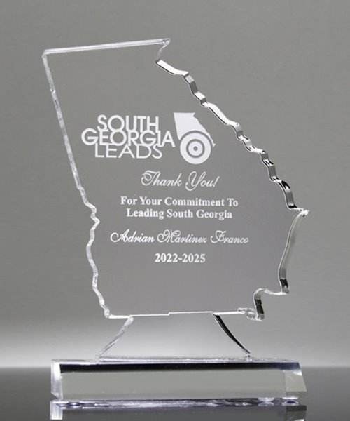 Unique Acrylic Award Custom Georgia Acrylic State Shape Trophy