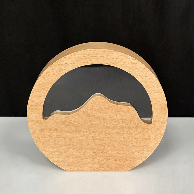 Blank Wooden Circle Round Shaped Trophy Award with Silver Metal Plate MH-LJ0855