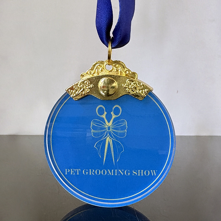 Gold Metal Crystal Glass Shaped Medallion Medal MH-LJ0903
