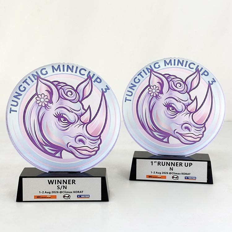 Personalized Round Acrylic Awards Plaque Trophy with Black Crystal Base MH-LJ0851
