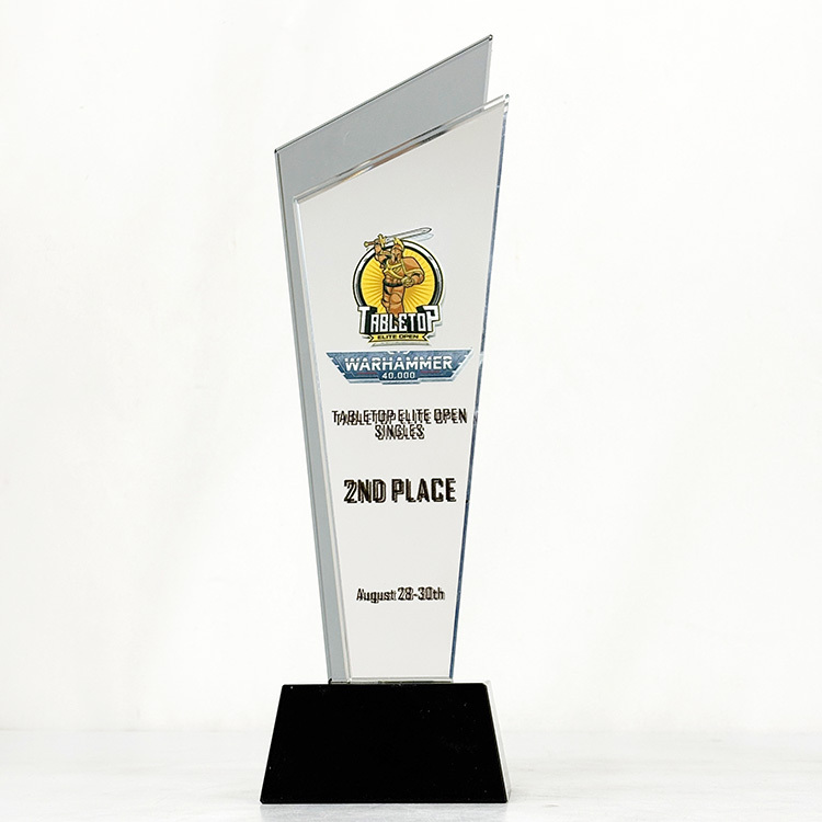 Luxury Gold Silver Blue Mirror Finishing Crystal Glass Awards Plaque Trophy MH-LJ0831