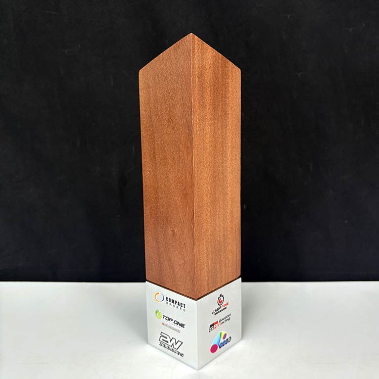 Personalized Wood Plaque Crystal Trophy with Silver Plate Base MH-LJ0883