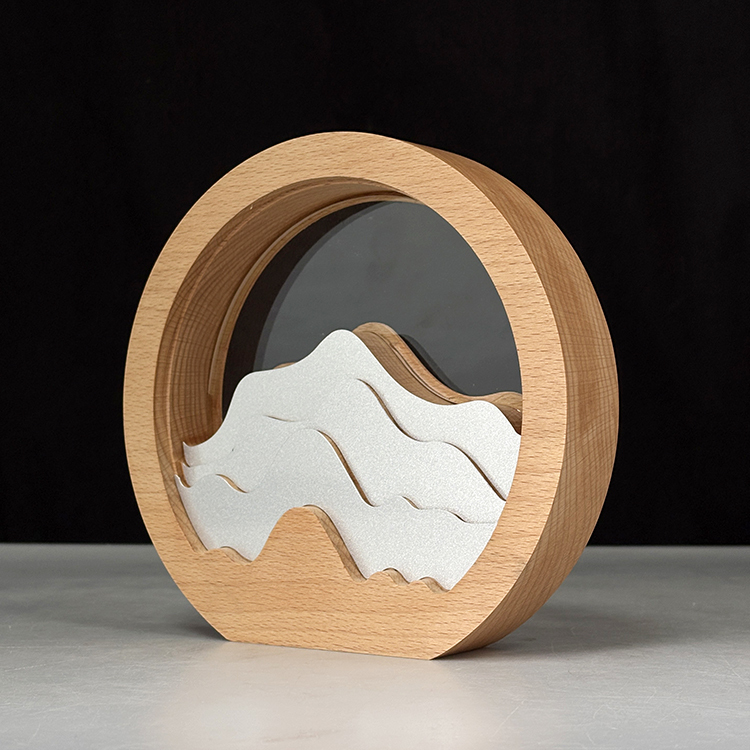 Blank Wooden Circle Round Shaped Trophy Award with Silver Metal Plate MH-LJ0855