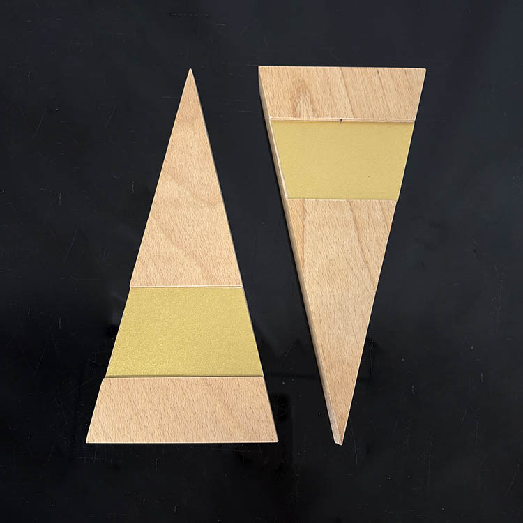 Gold Metal Plated Personalized Triangle Shape Wood Trophy MH-LJ0908