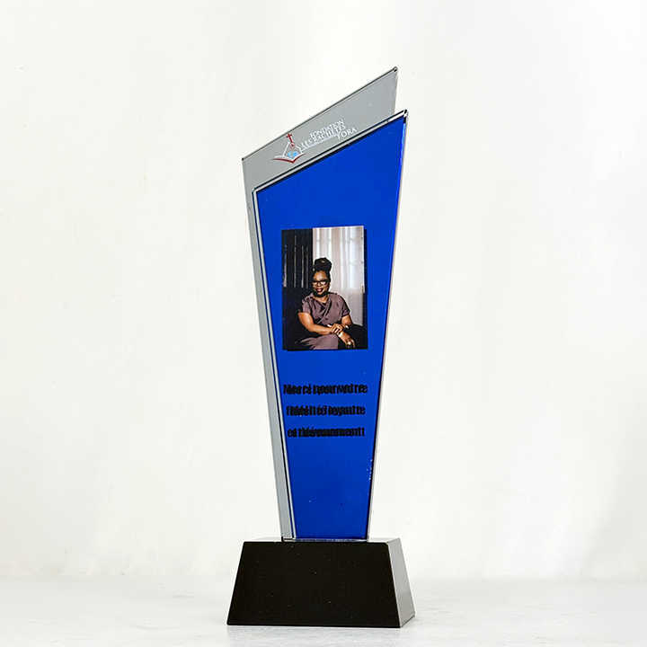 Luxury Blue Mirror Finishing Crystal Glass Awards Plaque Trophy MH-LJ0819