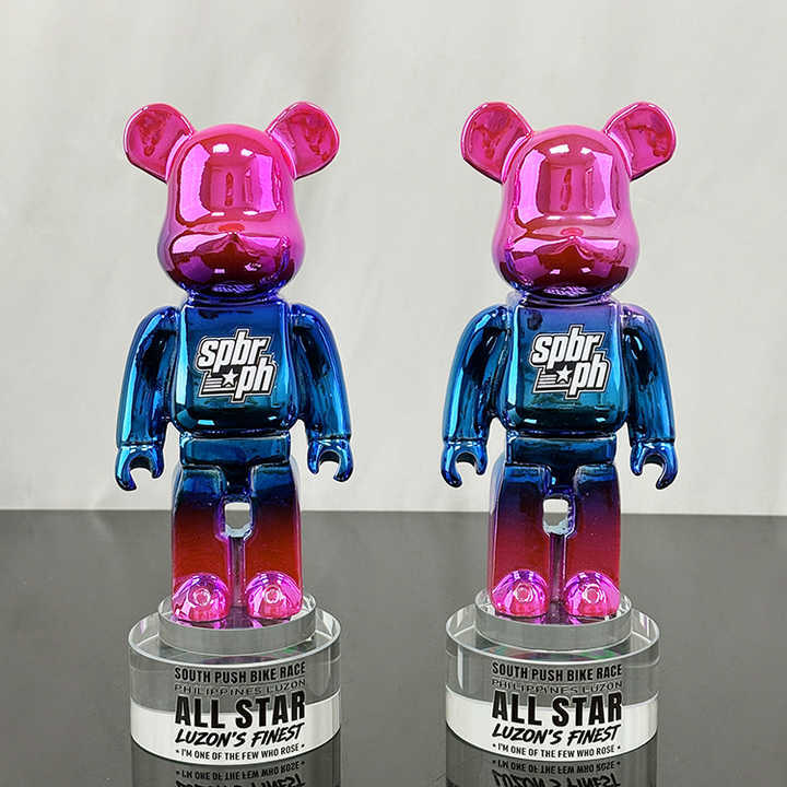 Rainbow Resin Bear Shape Crystal Trophy Awards with Clear Base MH-FJ0030