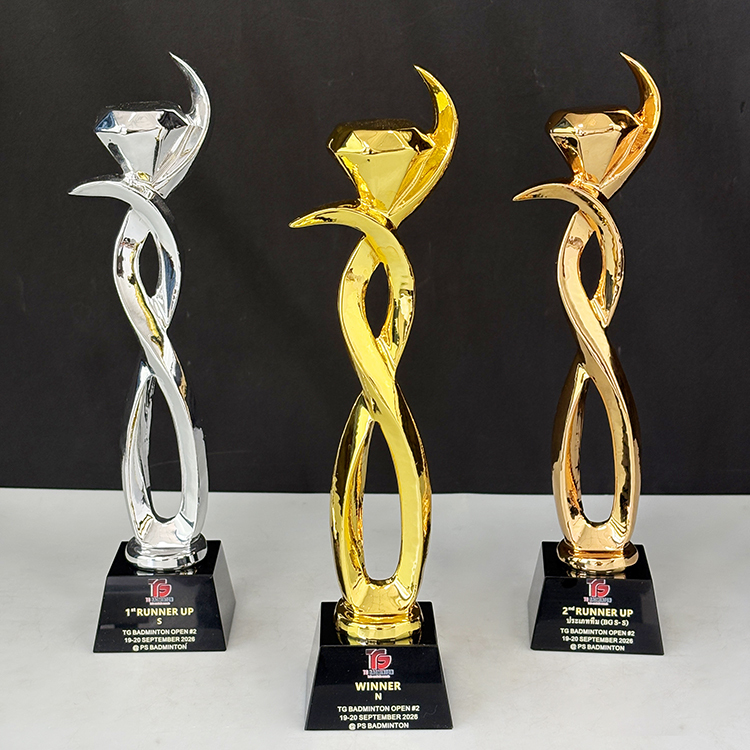 Gold Silver Bronze Resin Diamond Optical Crystal Glass Trophy Awards MH-LJ0899