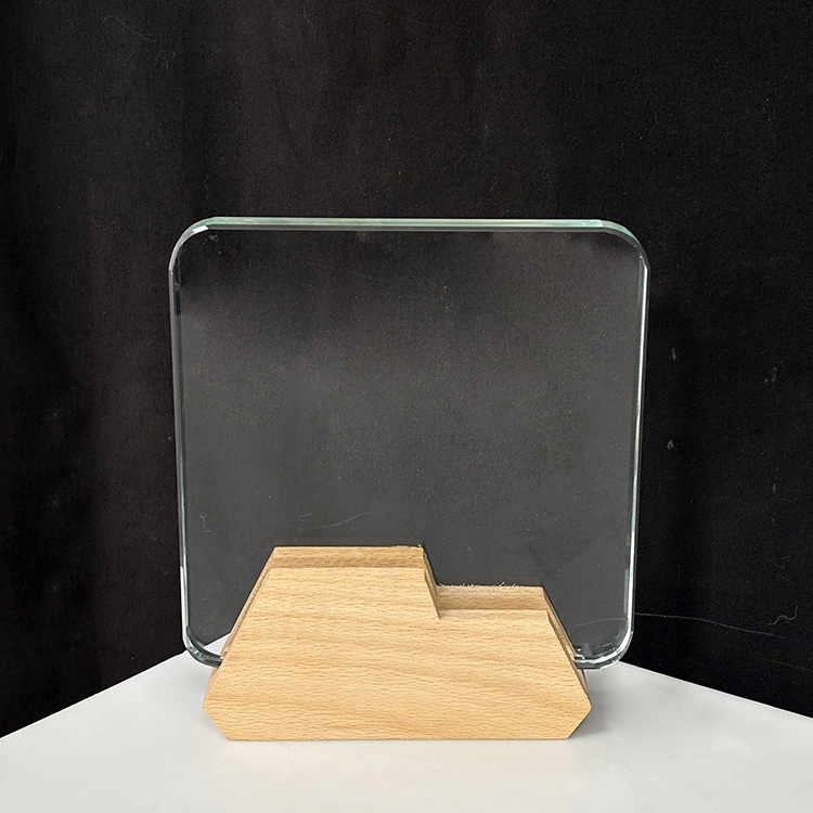 Blank Rectangle Crystal Trophy with Wooden Base MH-LJ0860