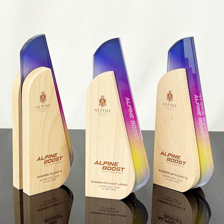 Personalized Wooden  Plaque Crystal Glass Trophy MH-LJ0912