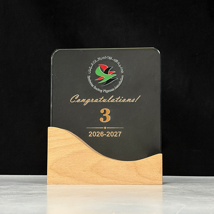 Personalized Plaque Crystal Trophy with Wooden Base  MH-LJ0847