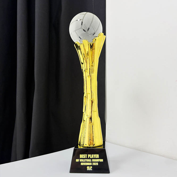 Gold Resin Football Volleyball Basketball Sports Ball Event Crystal Trophy Award MH-LJ0911