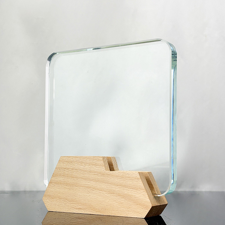 Blank Rectangle Crystal Trophy with Wooden Base MH-LJ0860