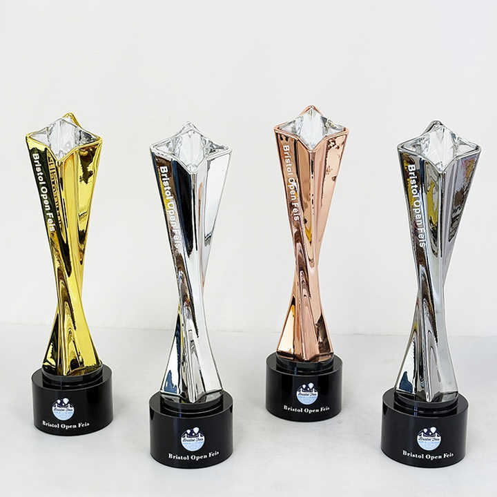 Gold Silver Bronze Black Resin Tower with Diamond Crystal Trophy Award MH-LJ0888