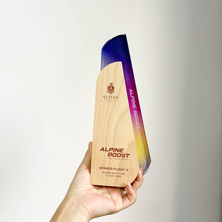 Personalized Wooden  Plaque Crystal Glass Trophy MH-LJ0912