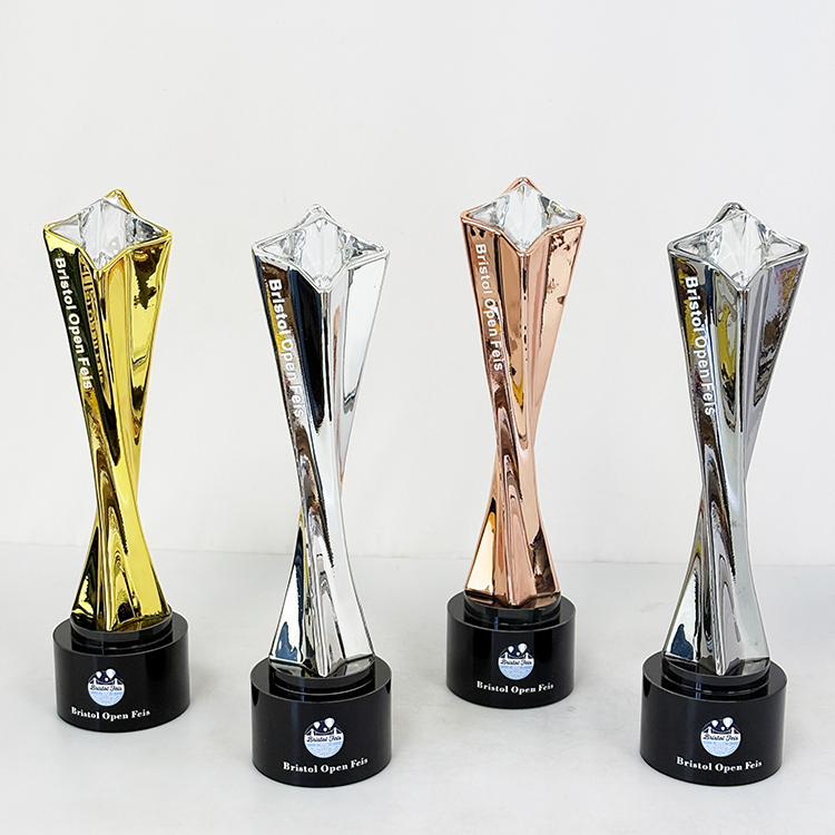Gold Silver Bronze Black Resin Tower with Diamond Crystal Trophy Award MH-LJ0888