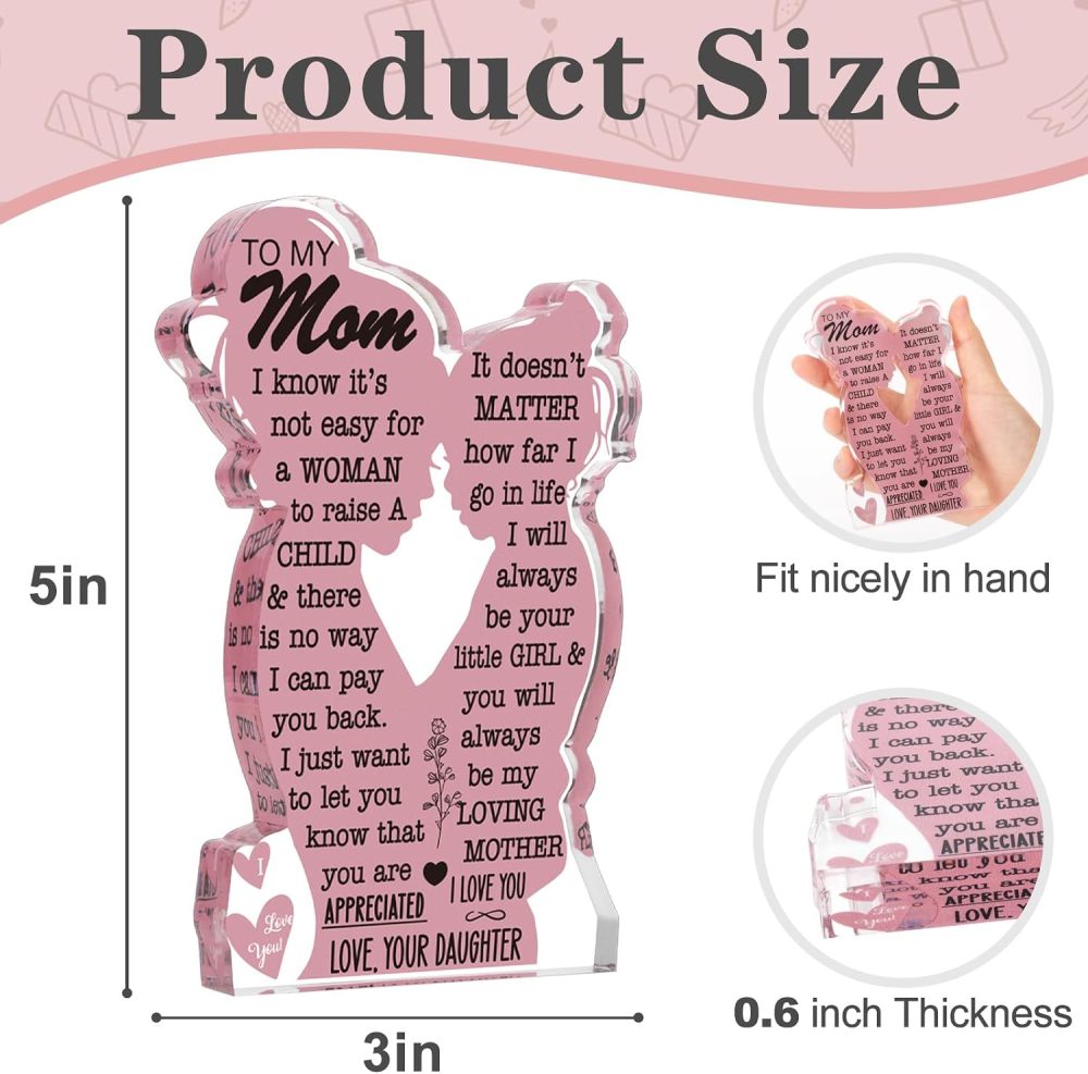 Mom Gifts from Daughter Christmas Gift for Mom, Mom Birthday Ideas Gift Cool Mother's Day Gifts from Daughter Best Mom Ever Gifts New Mom Single Mom Christmas 2024 Acrylic Plaque Sign 5x3in