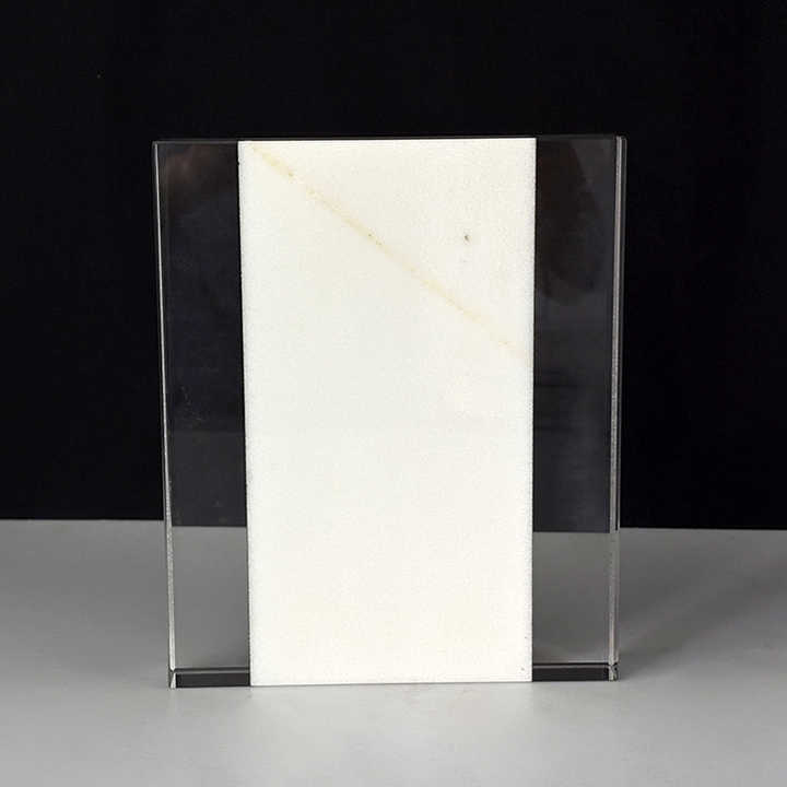 Blank Plaque Crystal Rectangle White Marble Trophy MH-FJ0038