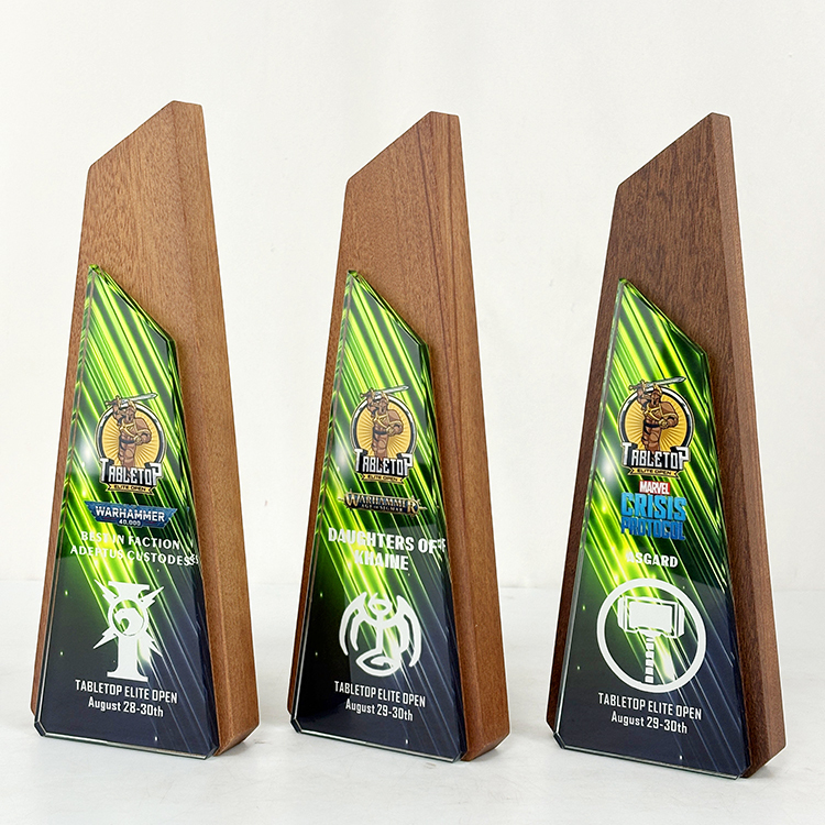 Full Color Printing Wooden Crystal Glass Awards Plaque Trophy MH-LJ0825