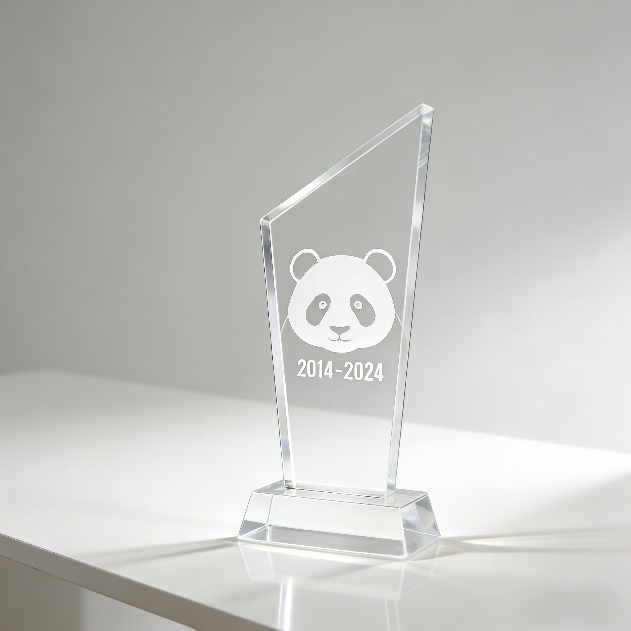 Custom Acrylic Trophy for Company Anniversary & Brand Event - Engrave Commemorative Award with Brand Mascot & Commemorative Date