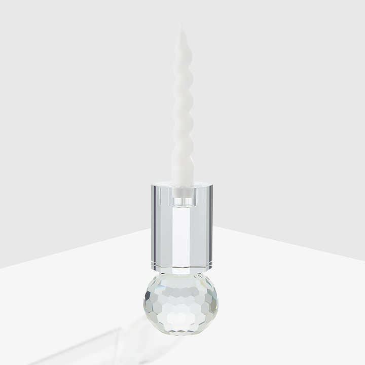 Factory Outlet Geometric Solid Glass Candelabra Centerpiece Home Hotel Decoration Clear Crystal Candle Holder