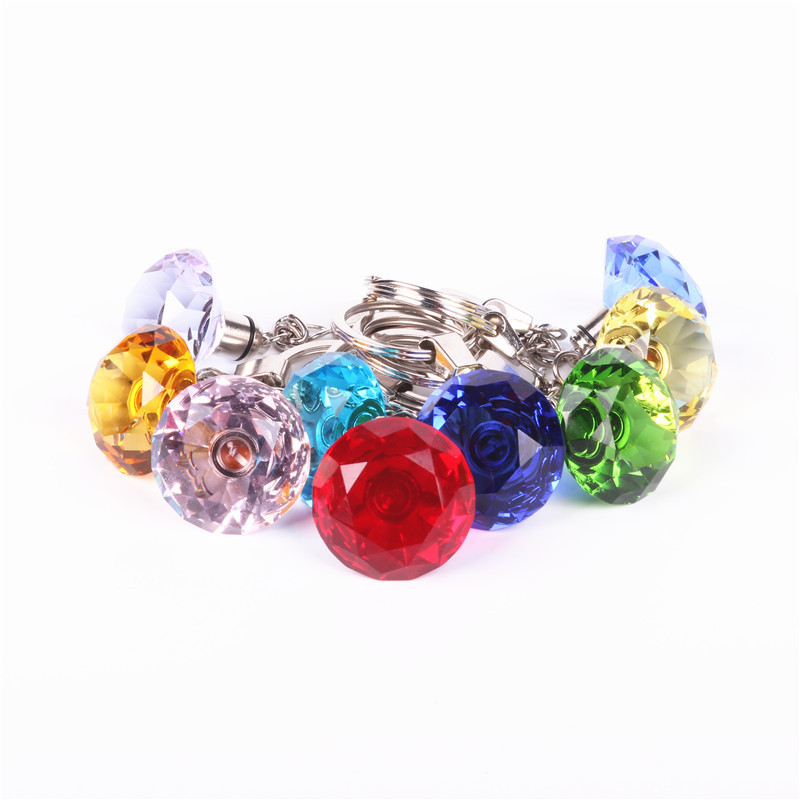 Multi Color Glass Crystal Led Light Diamond Led Keychain MH-YS0515