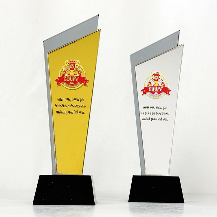Luxury Gold Silver Mirror Finishing Crystal Glass Awards Plaque Trophy MH-LJ0771
