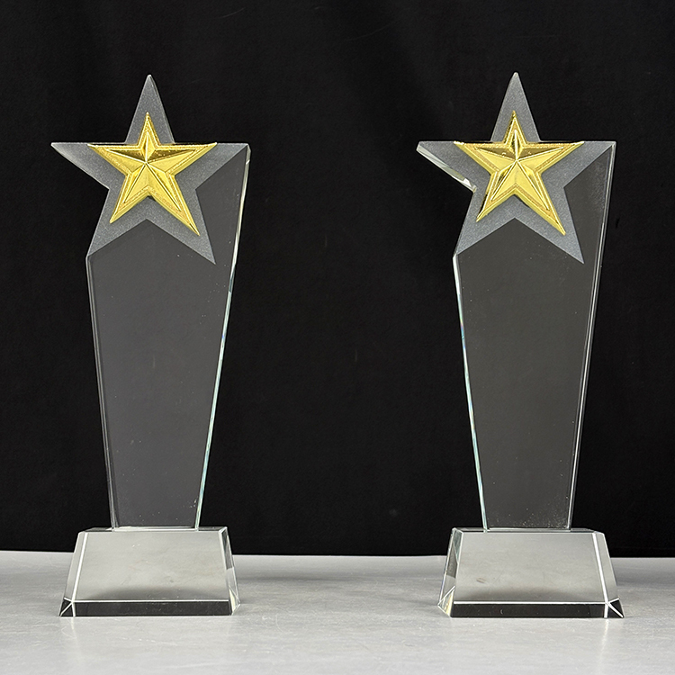 Gold Star Crystal Glass Awards Trophy MH-LJ0818