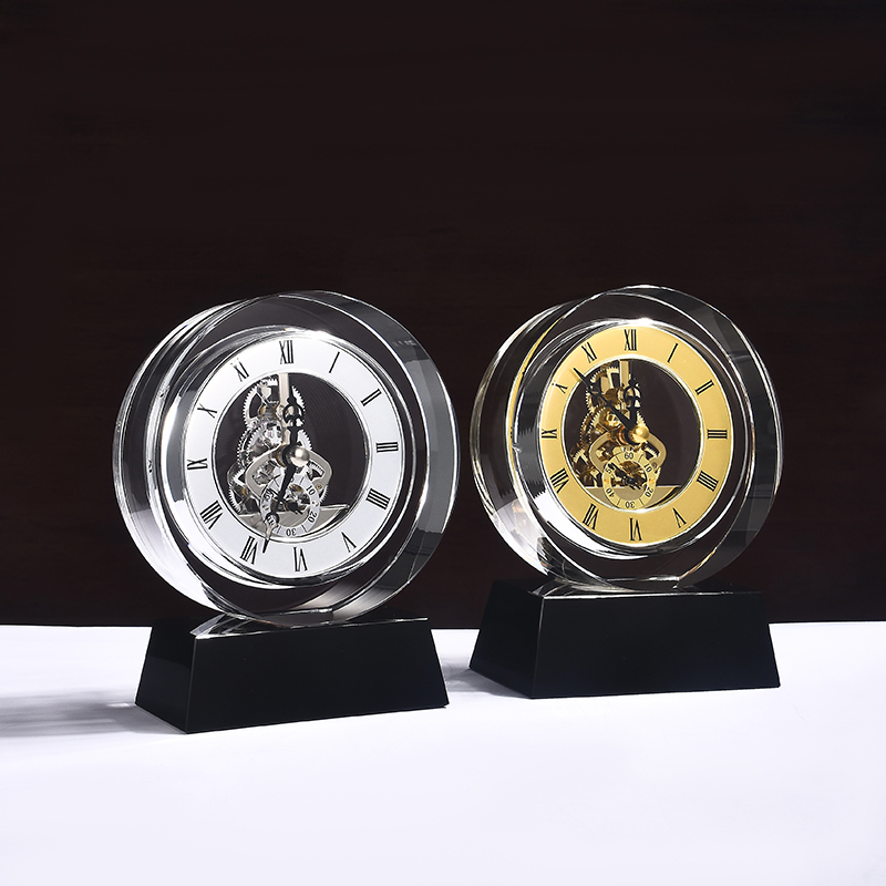 Wholesale Crystal Clock Custom Personalize Engrave K9 Crystal TableClock Souvenir Gifts for Wedding Part Giveaway