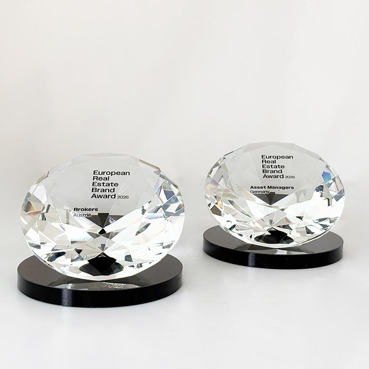 Clear Glass Crystal Gem Diamond Paperweight with Black Round Base MH-9522