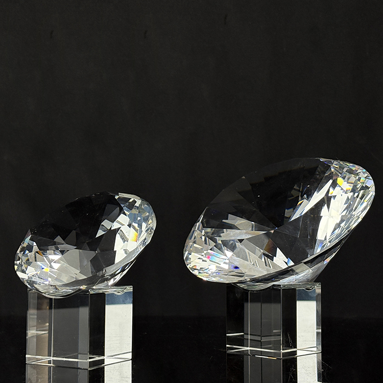 Clear Glass Crystal Gem Diamond Paperweight with Base MH-9524