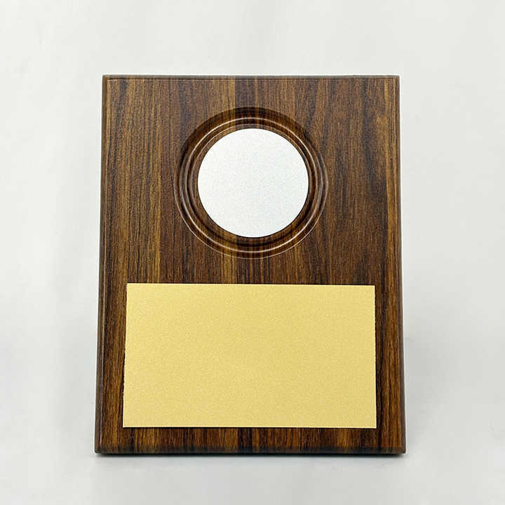 Blank Walnut Plaque Wooden Business Trophy Award with Gold Plate Certificate MH-LJ0809