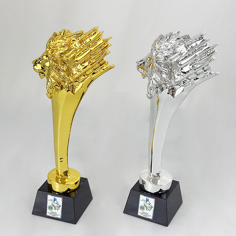 Gold Silver Resin lion Head Crystal Trophy and Award MH-LJ0767