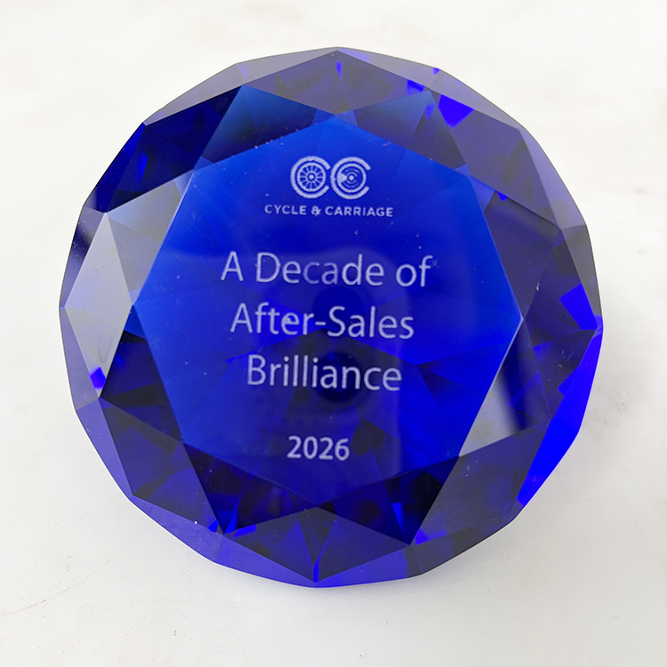 Personalized Clear Blue Crystal Diamond Glass Paperweight MH-9521