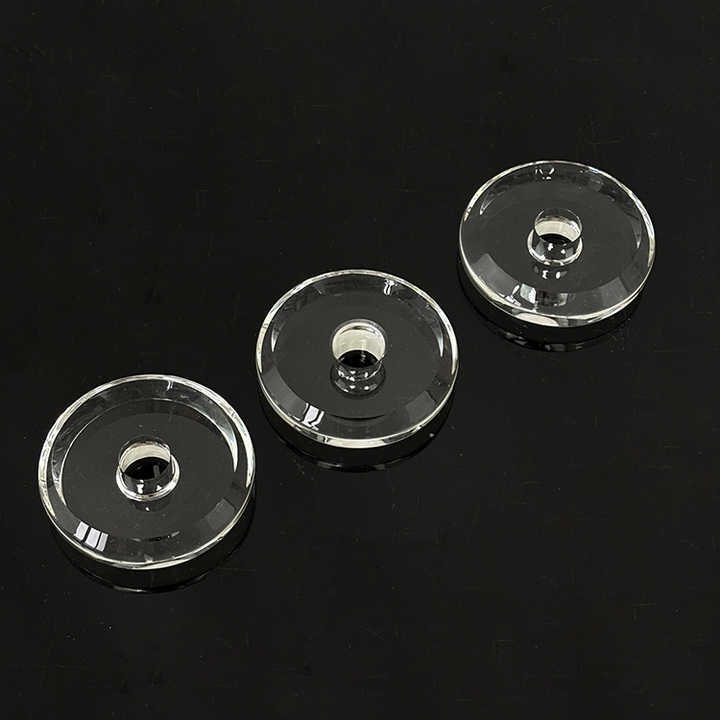 Blank Clear Round Shape Crystal Disc Paperweight with Hole for Candle Holder or Trophy MH-F0699