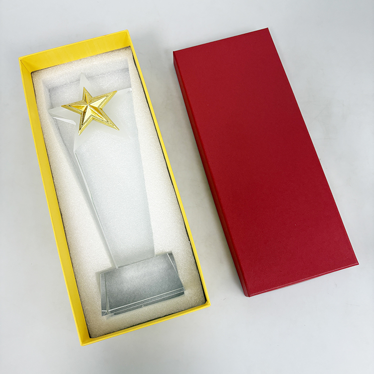 Gold Star Crystal Glass Awards Trophy MH-LJ0818