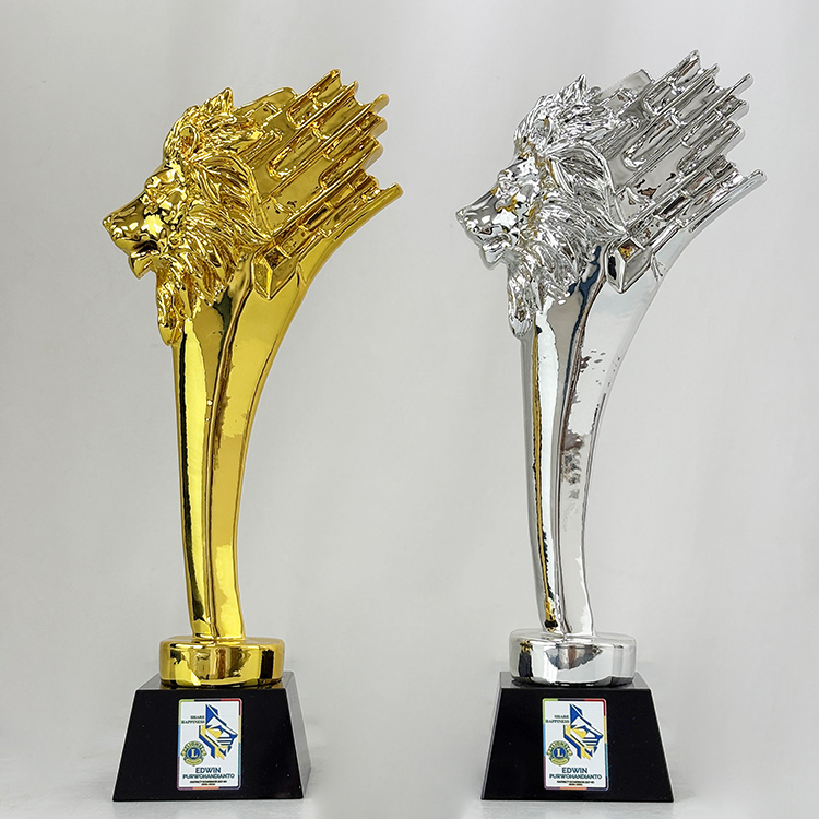 Gold Silver Resin lion Head Crystal Trophy and Award MH-LJ0767