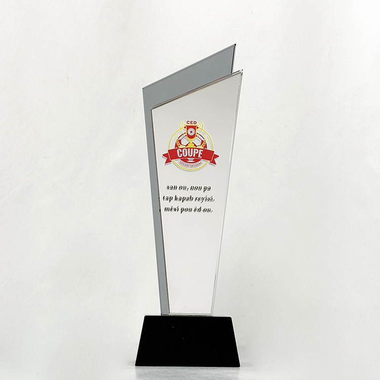 Luxury Gold Silver Mirror Finishing Crystal Glass Awards Plaque Trophy MH-LJ0771