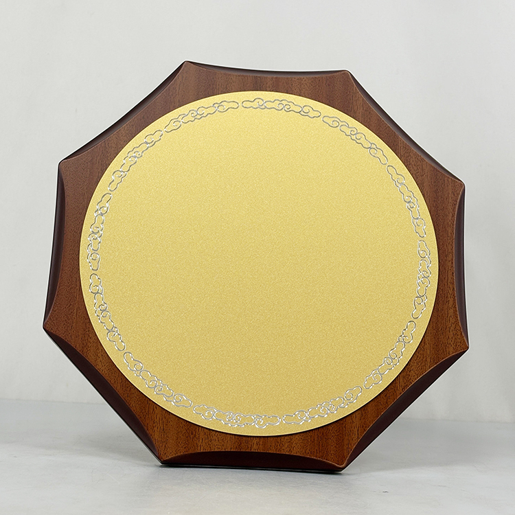 Octagon Wood Certificate with Gold Aluminium Plate Certificate and Awards Customized Wooden Plaque MH-LJ0800