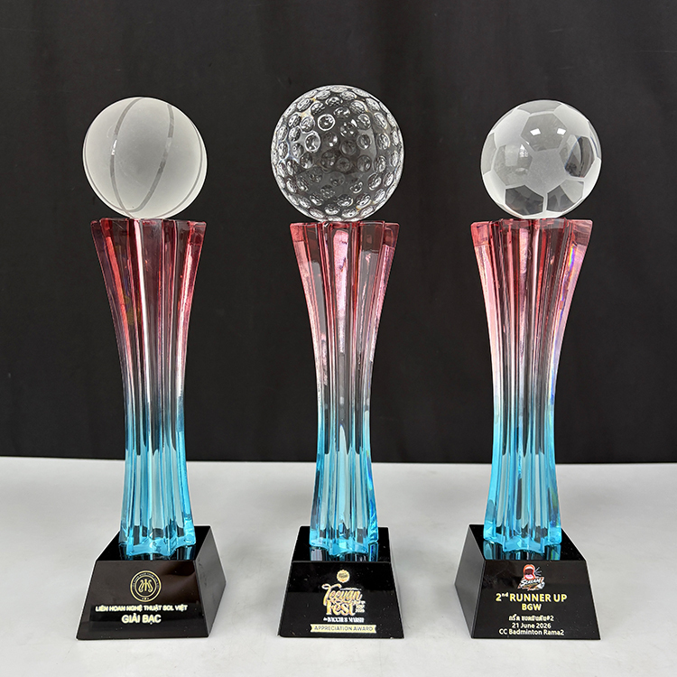 Golf Football Basketball Colored Glass Crystal Sports Trophy MH-LJ0763