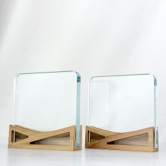 Clear with wooden base